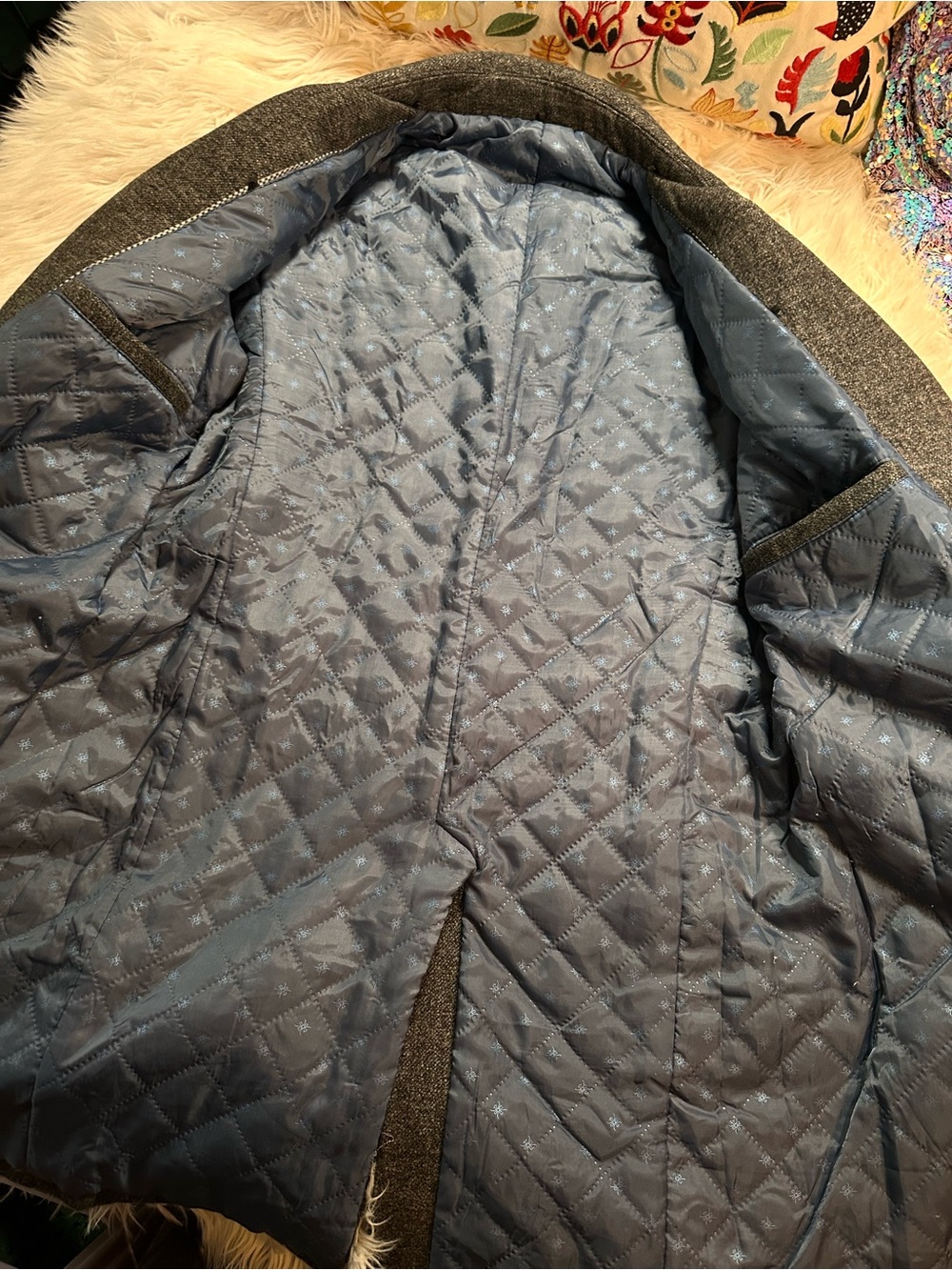 Jingpinfushi • Men’s Charcoal Grey Long Wool Blend Peacoat - Picture 14 of 16